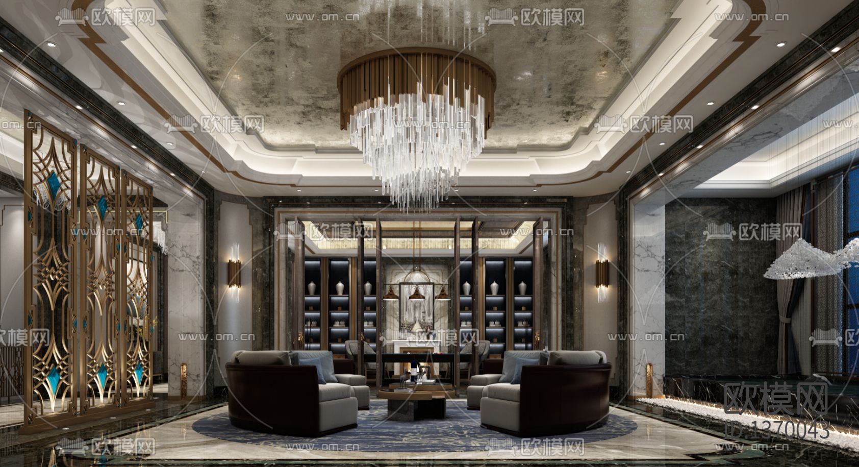 接待会所cad施工图下载（渲染图1）