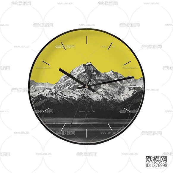 现代轻奢创意时尚雪山印花挂钟下载