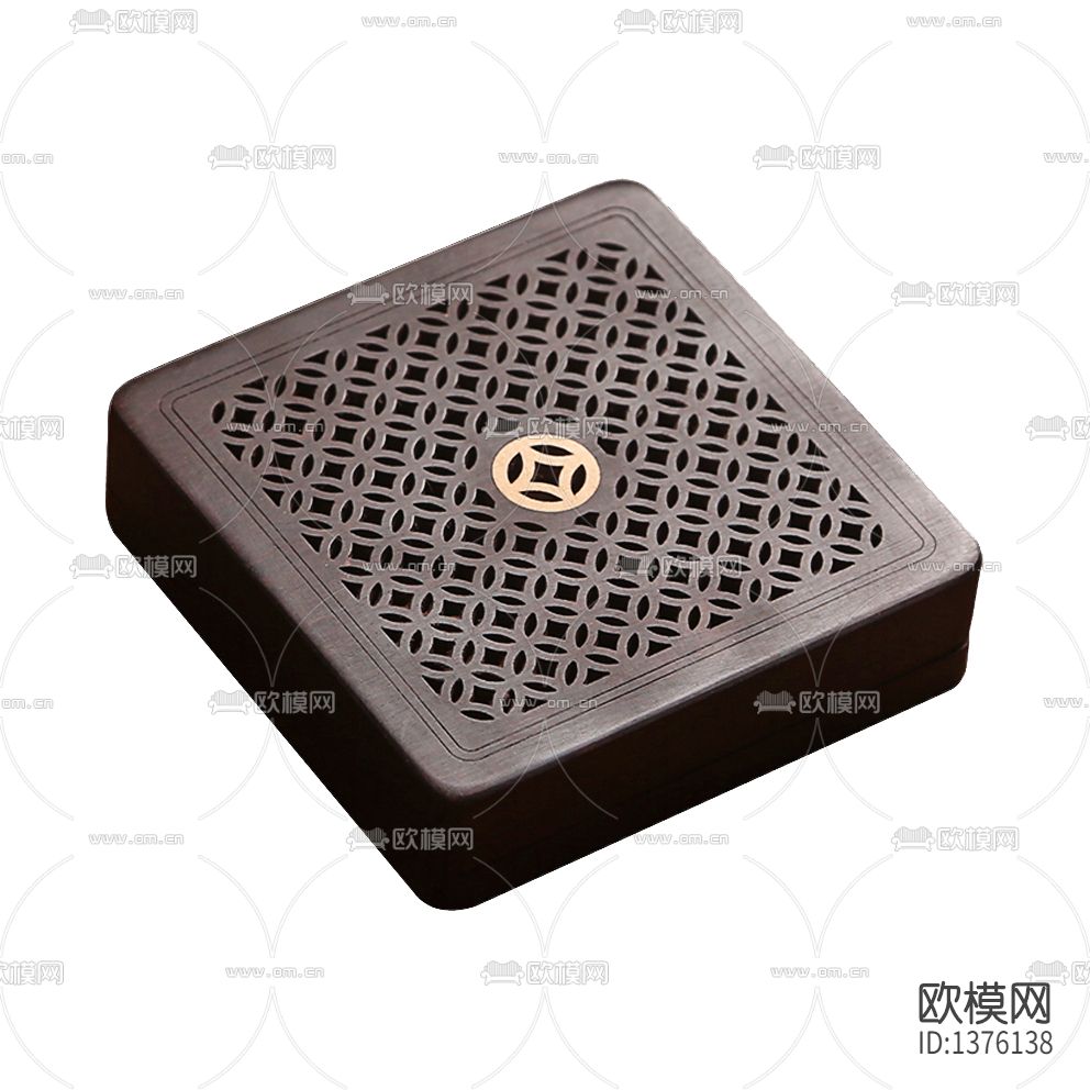 中式黑檀木盘香盒