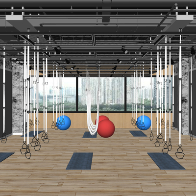  现代瑜伽房su模型 