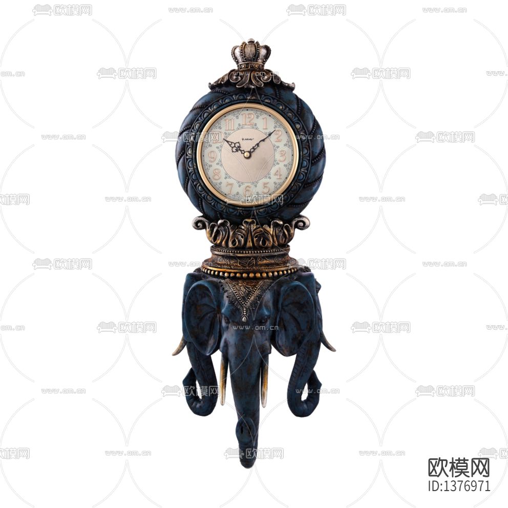 东南亚复古实木大象雕刻挂钟