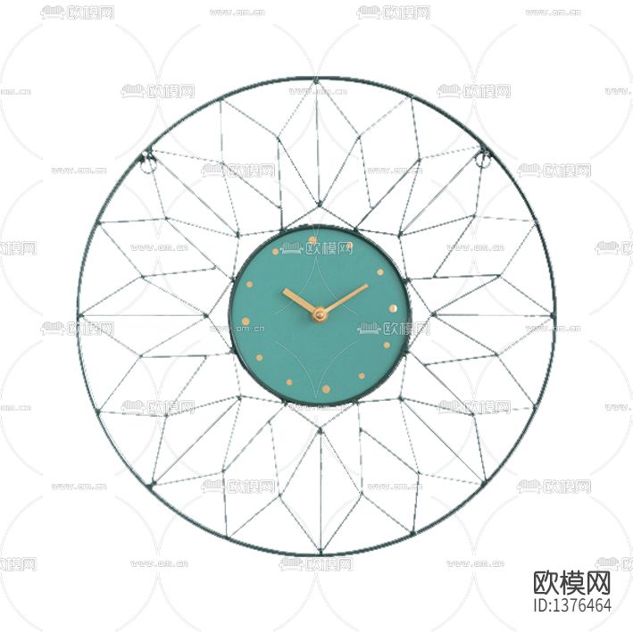 北欧简约几何铁艺圆形挂钟下载