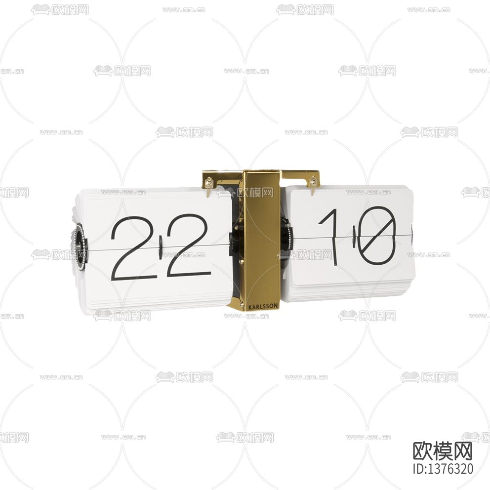 现代简约白底黄铜支架挂钟下载