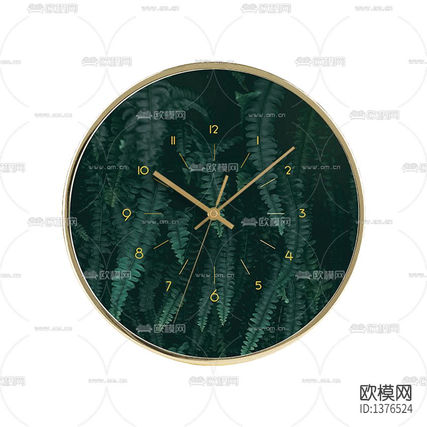 北欧轻奢绿植印花圆形挂钟