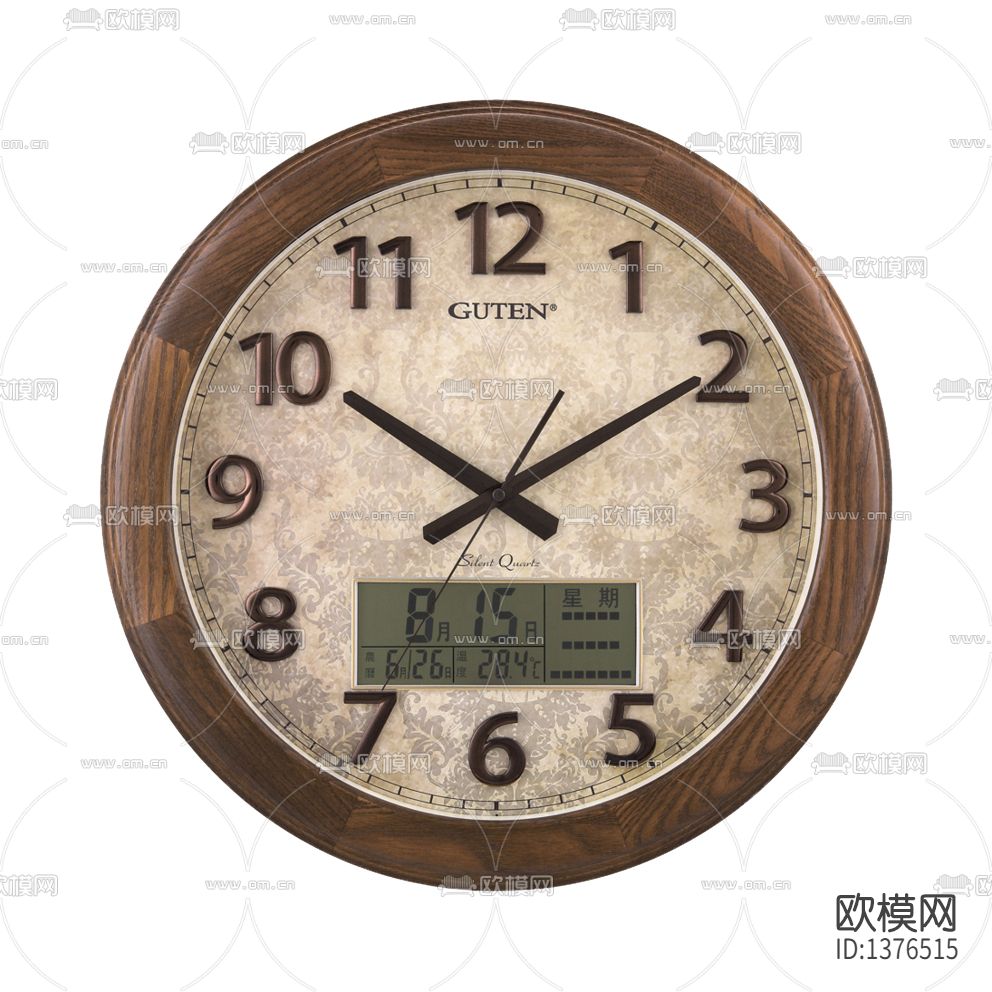 美式复古做旧实木电子挂钟