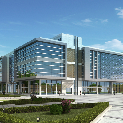 现代行政办公楼建筑外观3d模型