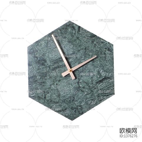 现代极简六边形大理石挂钟下载