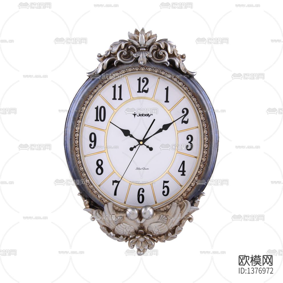 法式轻奢实木雕刻花艺挂钟下载