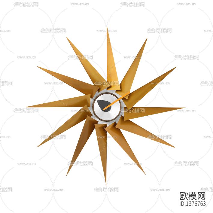 北欧简约创意实木太阳造型挂钟