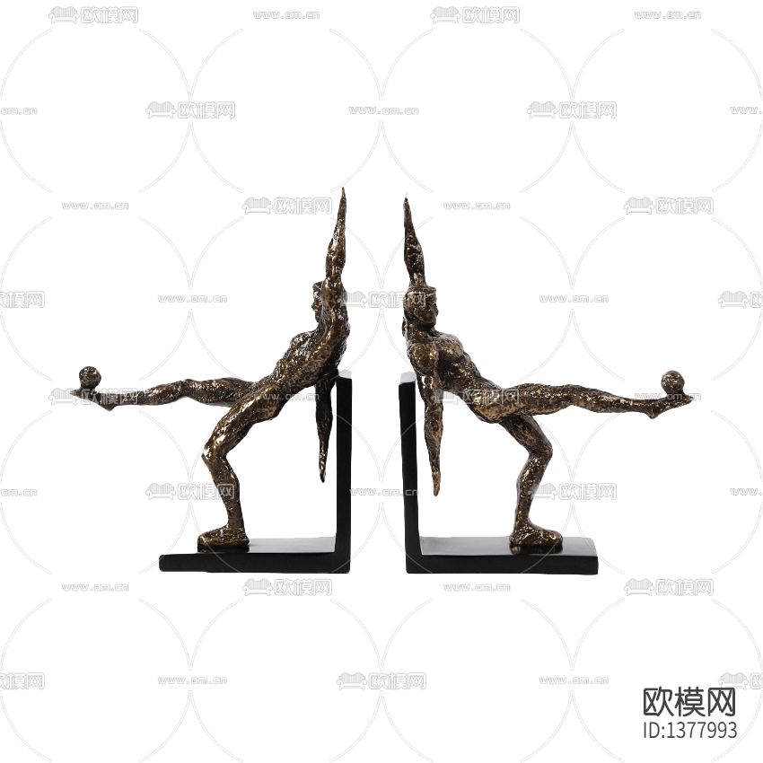 美式复古铁艺人像实木书档下载