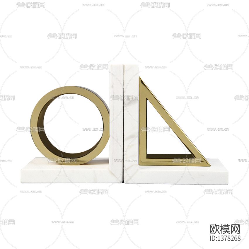 现代轻奢金属几何体大理石书档下载