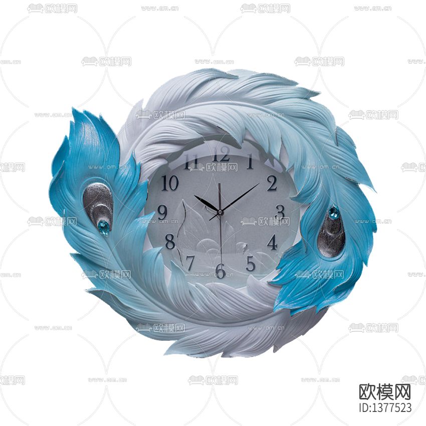 现代轻奢陶瓷羽毛挂钟下载