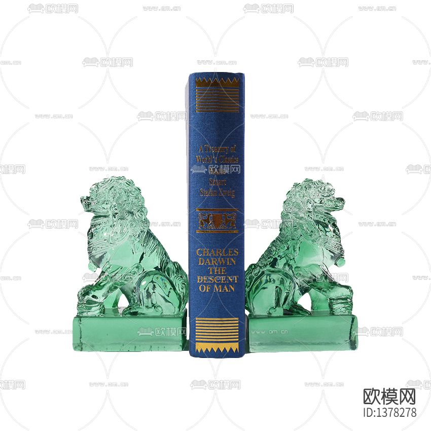 新中式轻奢玻璃钢透明狮子书档下载