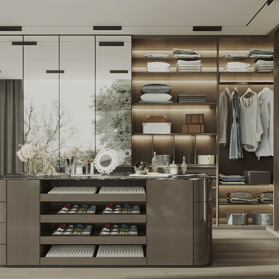  现代衣帽间su模型 