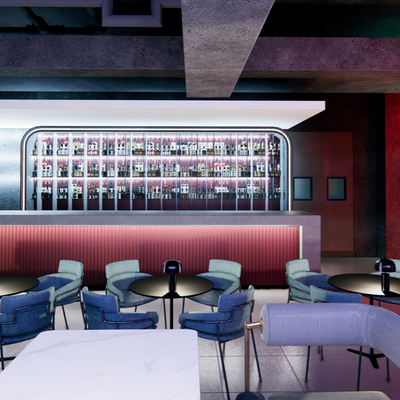  现代酒吧su模型 