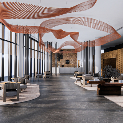  现代售楼部洽谈区su模型 