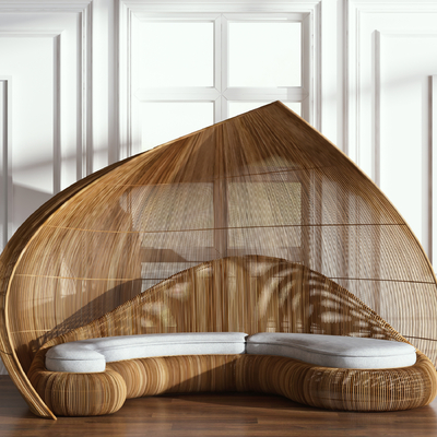 现代竹编休闲沙发组合3d模型