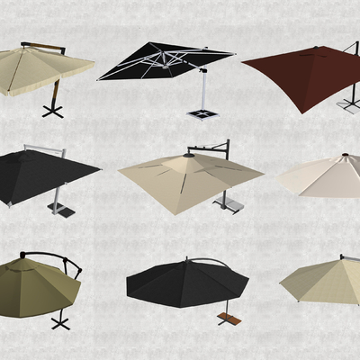  现代户外遮阳伞太阳伞su模型 