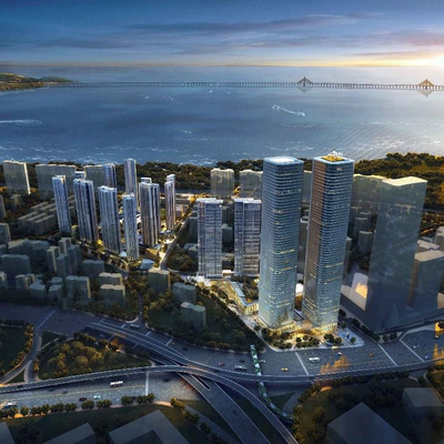  现代商业区鸟瞰su模型 