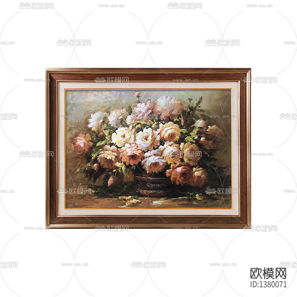 美式简约实木画框手绘花艺油画下载