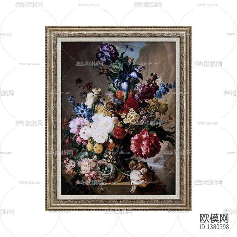 美式古典实木雕花画框花艺油画下载