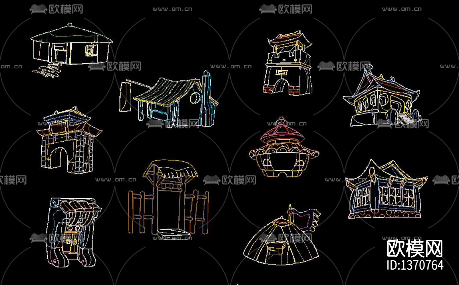 卡通房子cad图库下载（渲染图1）