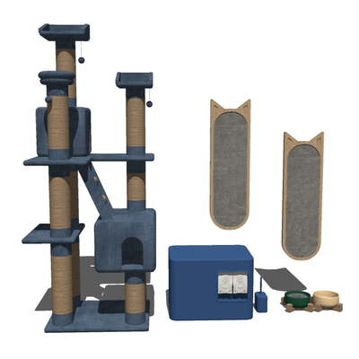  现代宠物猫舍猫爬架su模型 