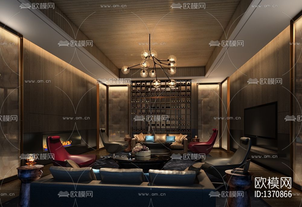 会所cad施工图下载（渲染图3）