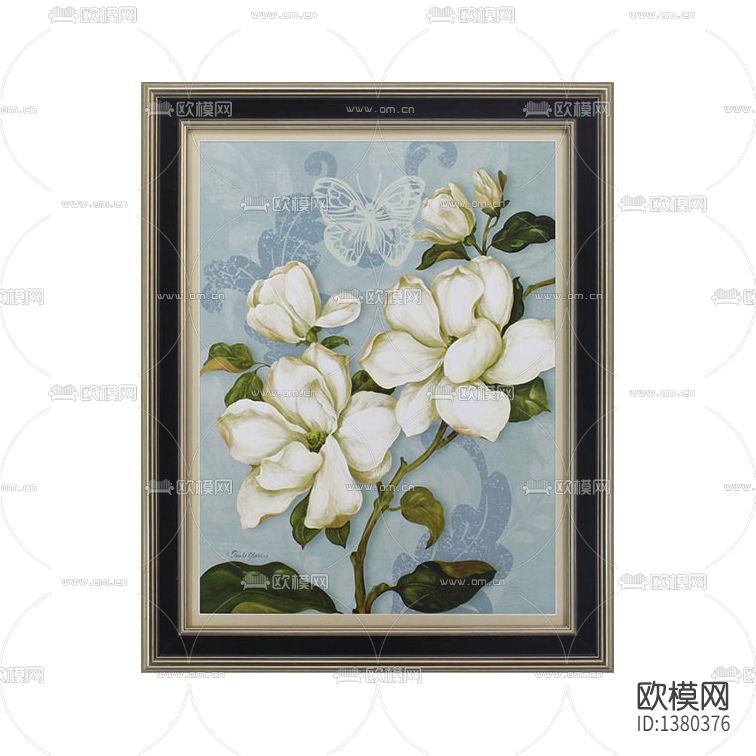 简欧实木画框百合油画