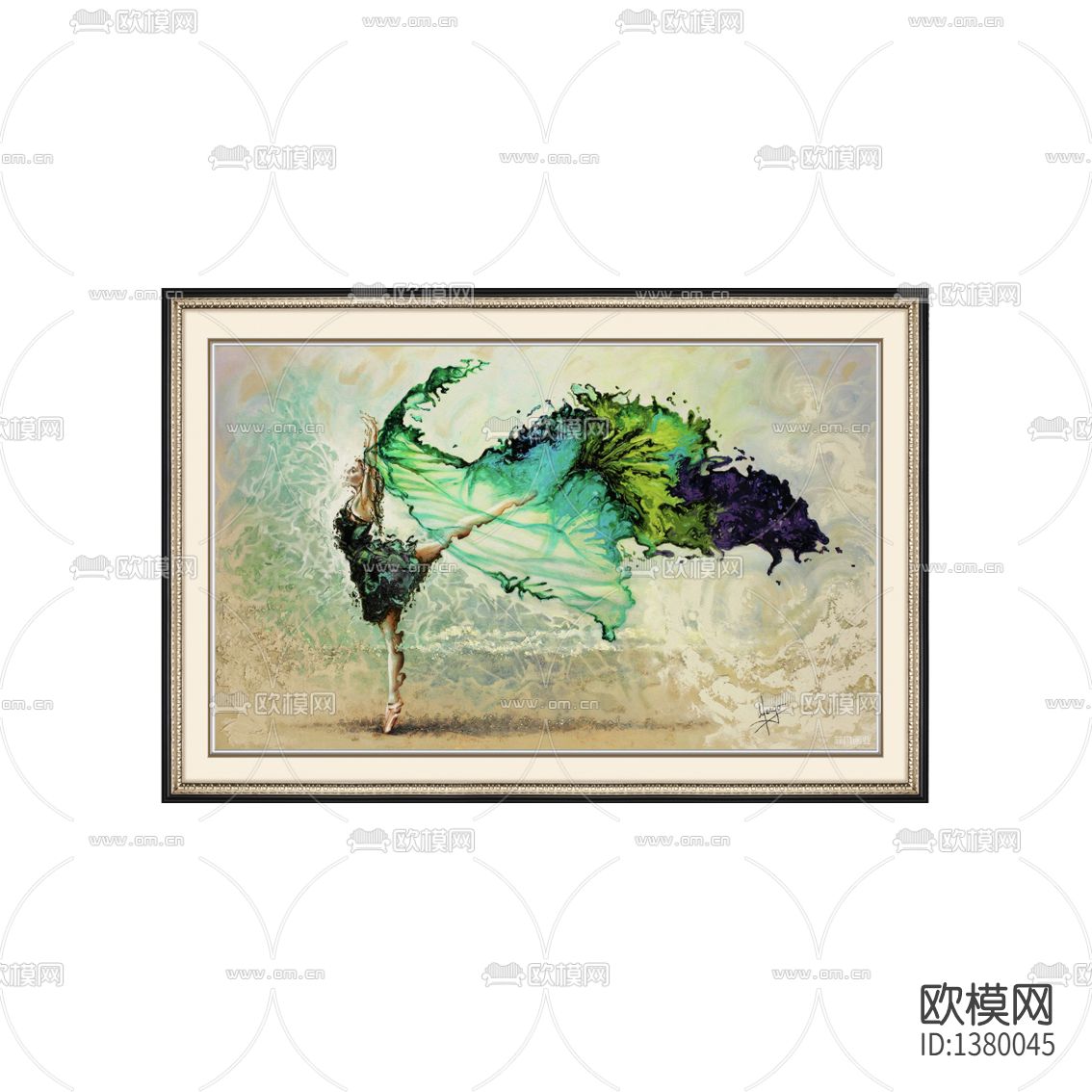 美式轻奢雕刻相框创意舞蹈少女油画下载