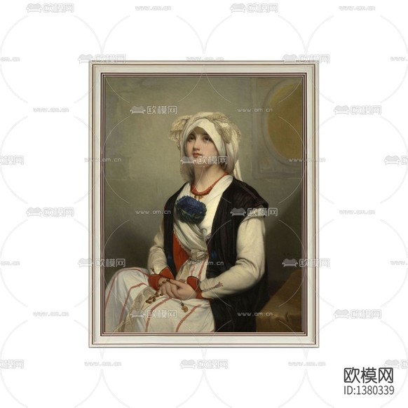 簡歐實(shí)木畫框少女肖像油畫下載