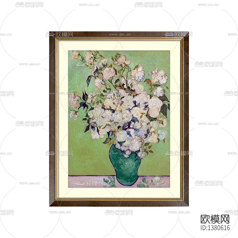 欧式简约梵高白玫瑰油画