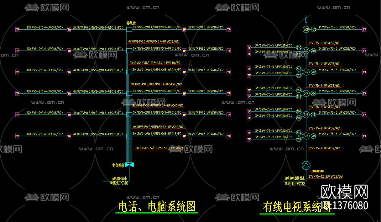 宿舍电力cad图纸下载（渲染图9）
