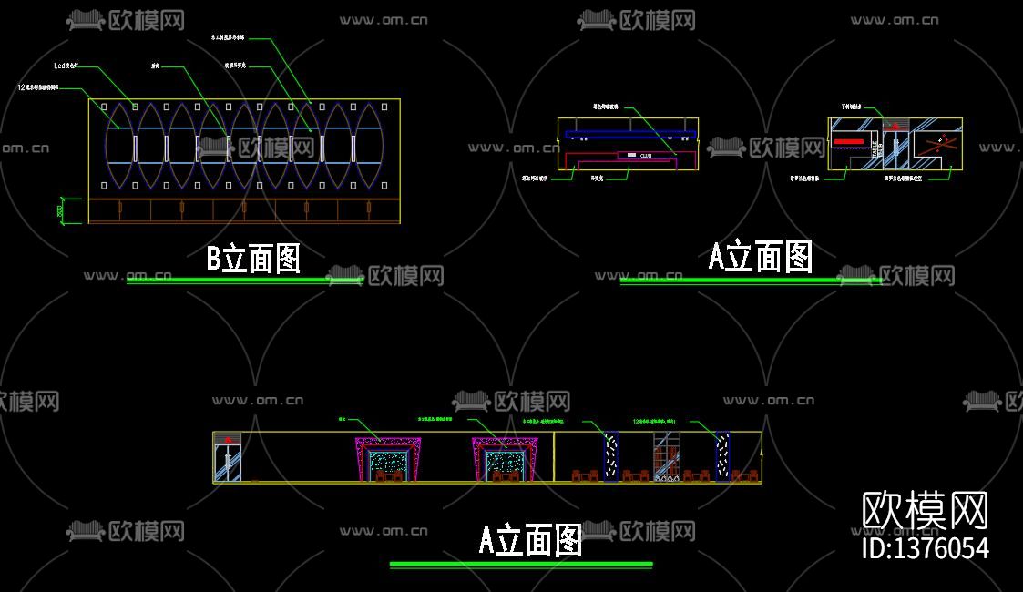 台球厅电气cad图纸下载（渲染图4）