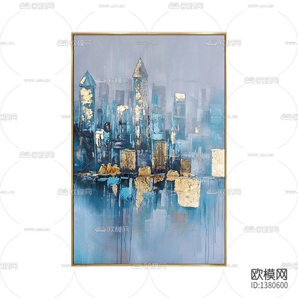 简欧创意抽象浪漫之城油画下载