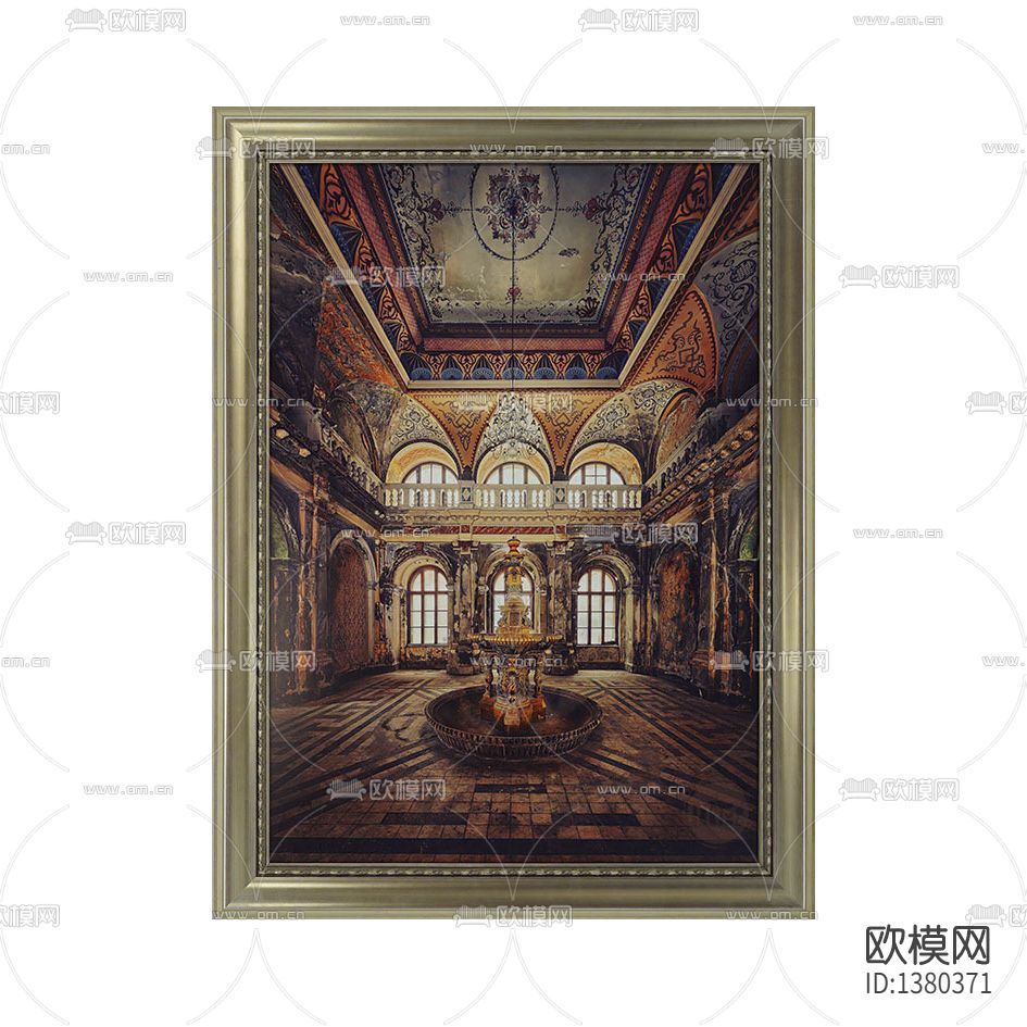 欧式古典实木画框宫廷建筑室内油画