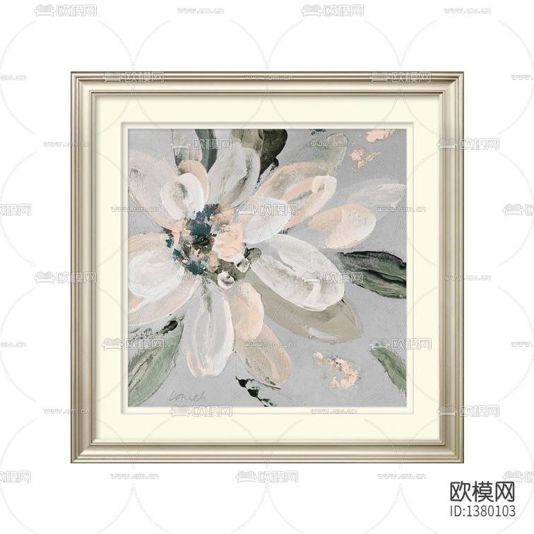 美式简约实木画框抽象花艺油画下载