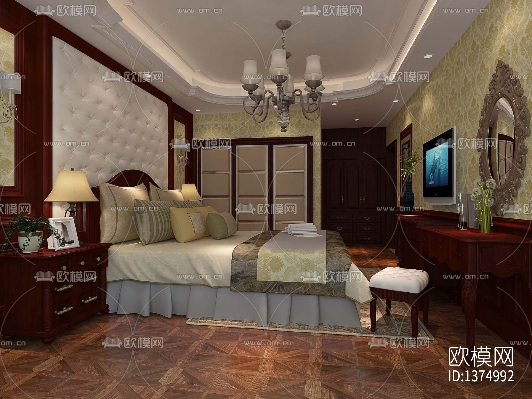 美式家装cad施工图下载（渲染图10）