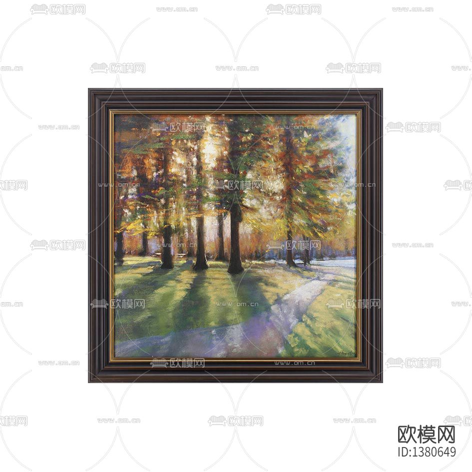 美式古风实木相框乡村小道油画下载