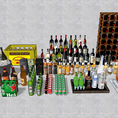  现代酒水冷饮su模型 