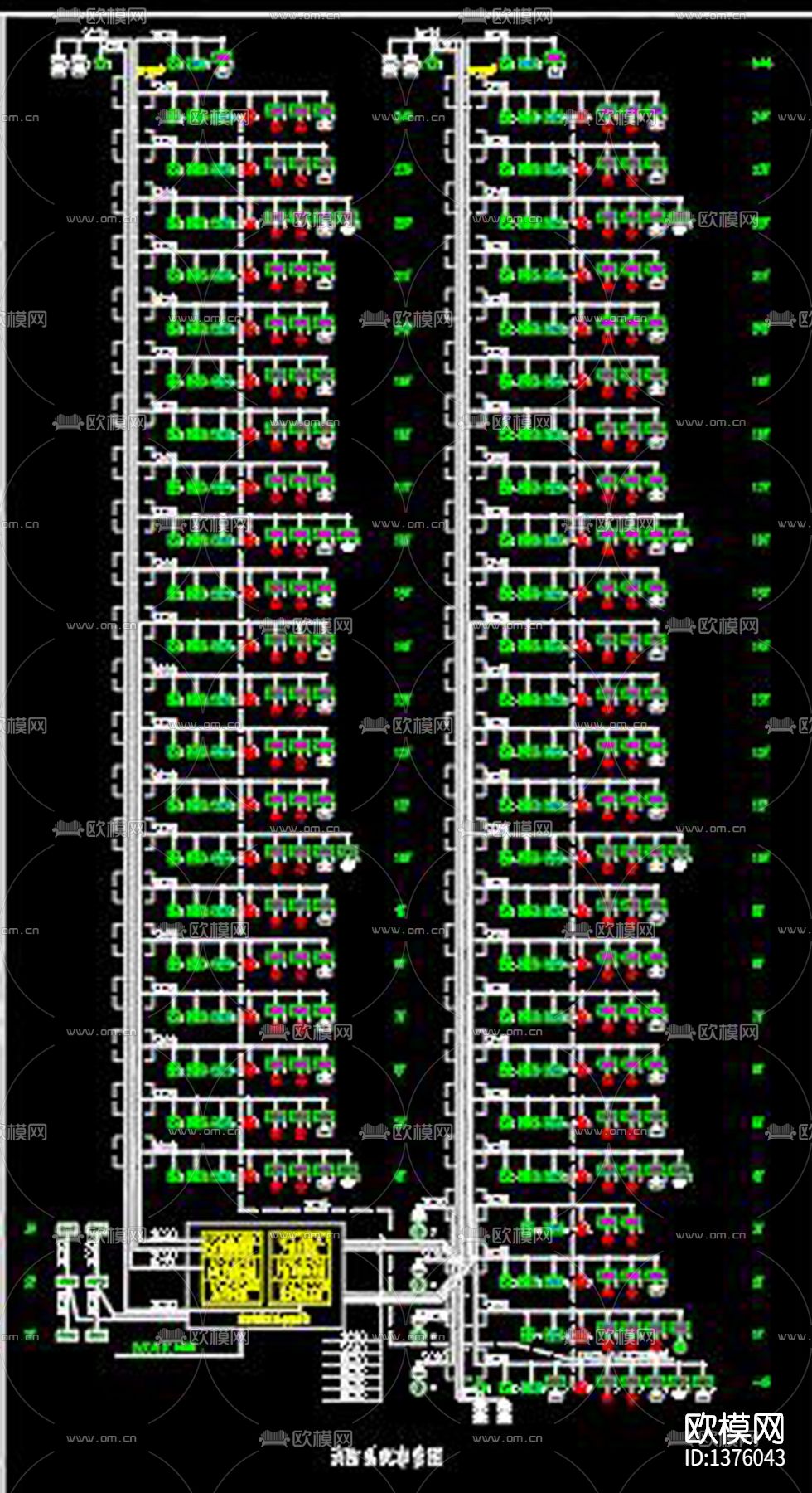 多层住宅楼弱电cad施工图下载（渲染图4）