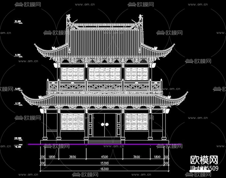 寺廟cad施工圖下載(渲染圖8)