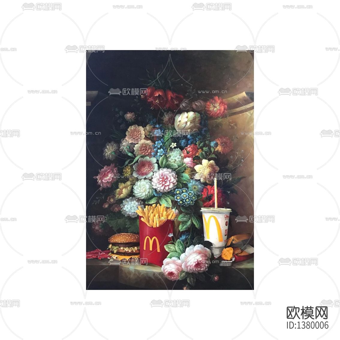 现代简约创意花艺油画下载