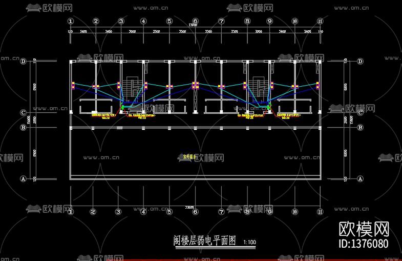 宿舍电力cad图纸下载（渲染图7）