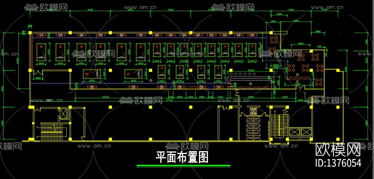 台球厅电气cad图纸下载（渲染图2）