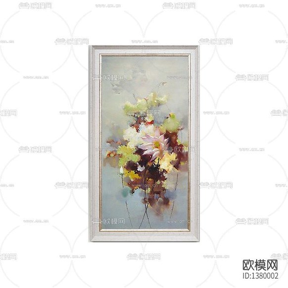 簡歐典雅白色實(shí)木畫框植物花藝油畫下載