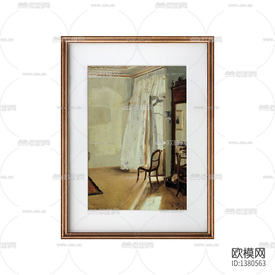 美式简约实木画框室内油画下载