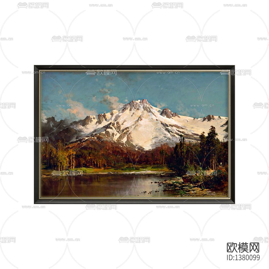 美式简约创意希尔太浩湖油画下载