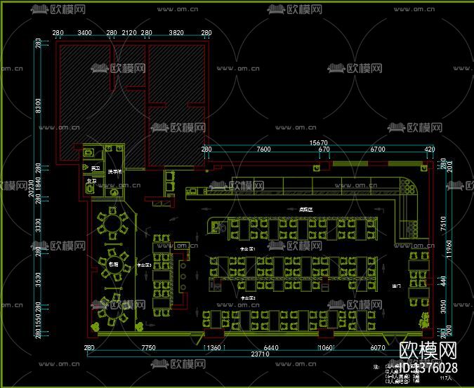 快餐店cad施工图下载（渲染图1）