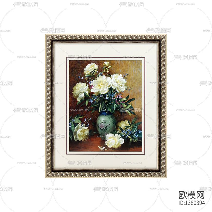 美式简约实木雕花相框花艺油画下载